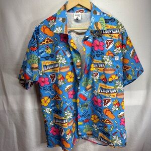 Welcome to FlavorTown Blue‎ Casual Button Down Shirt with Tropical/Food Pattern